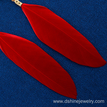 Handmade Bridal Feather Earrings With Alloy Charm Earrings
